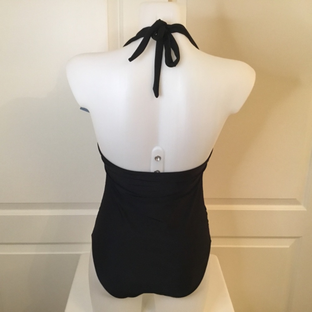 NWT Swismivo Black One Piece Halter Tummy Control Bathing Suit Size Medium - Picture 7 of 10